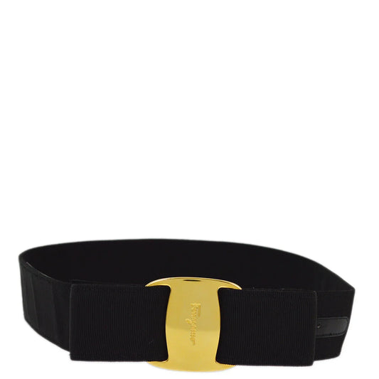 Salvatore Ferragamo Black Canvas Belt #XS 8046 Small Good