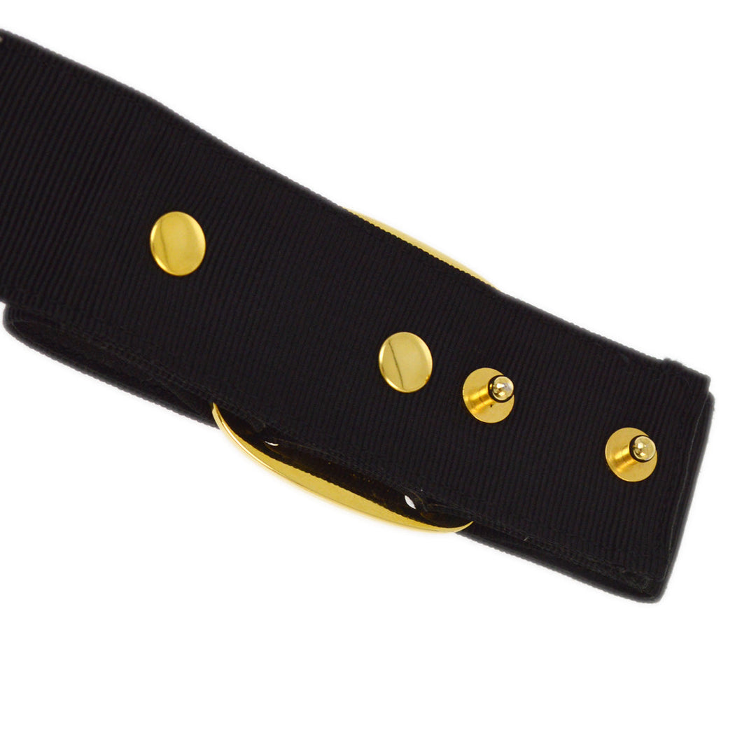 Salvatore Ferragamo Black Canvas Belt #XS 8046 Small Good
