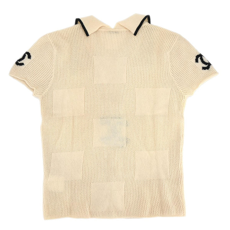 Chanel Short Sleeve Sweater Knit Top Ivory 01C #36