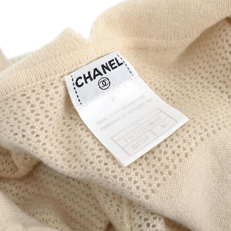 Chanel Short Sleeve Sweater Knit Top Ivory 01C #36