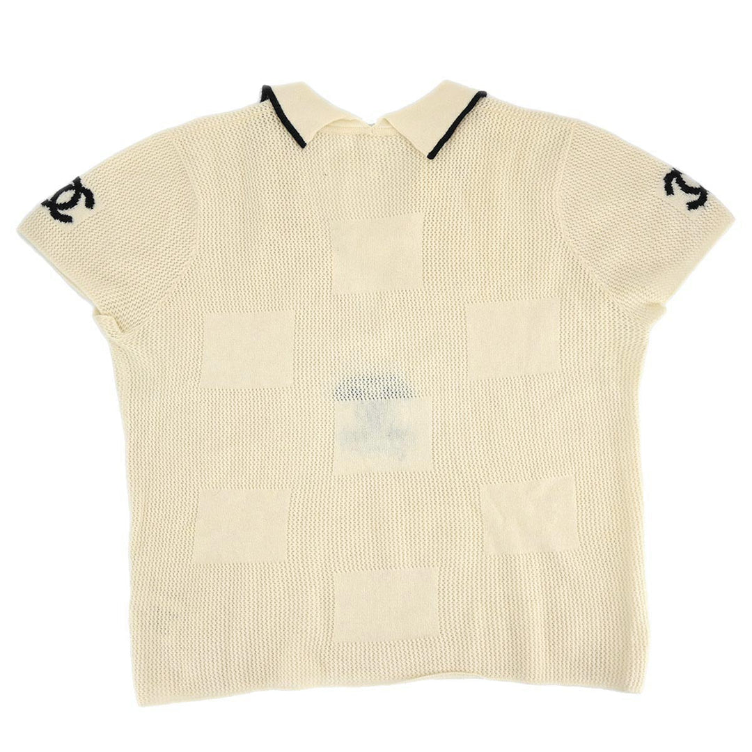 Chanel Short Sleeve Sweater Knit Top Ivory 01C #46 – AMORE