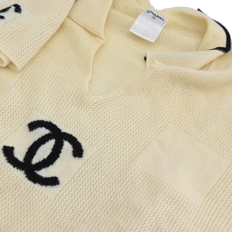 Chanel Short Sleeve Sweater Knit Top Ivory 01C #46