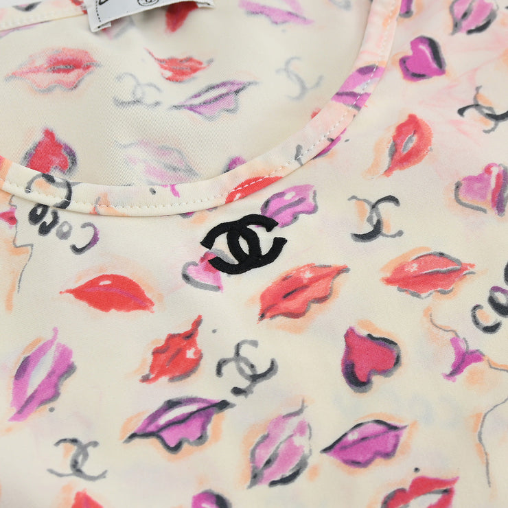 Chanel Lipstick Cropped T-shirt Top Ivory