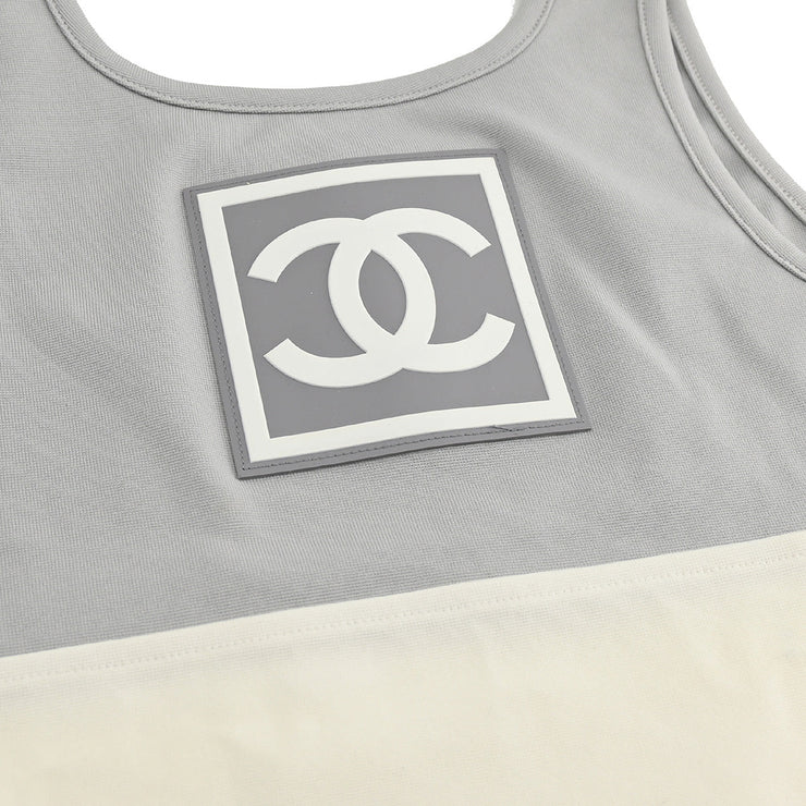 Chanel Sport Line Sleeveless Top Gray White 01P #38