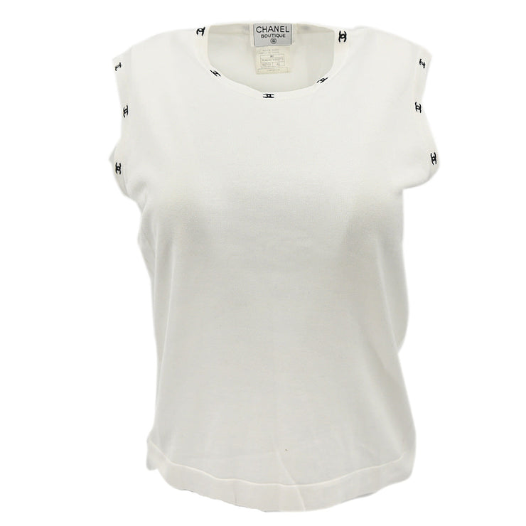 Chanel Sleeveless Top White 96C #42