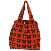 Chanel 2001-2003 Orange Canvas Flower Tote Handbag