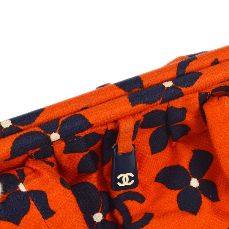 Chanel 2001-2003 Orange Canvas Flower Tote Handbag