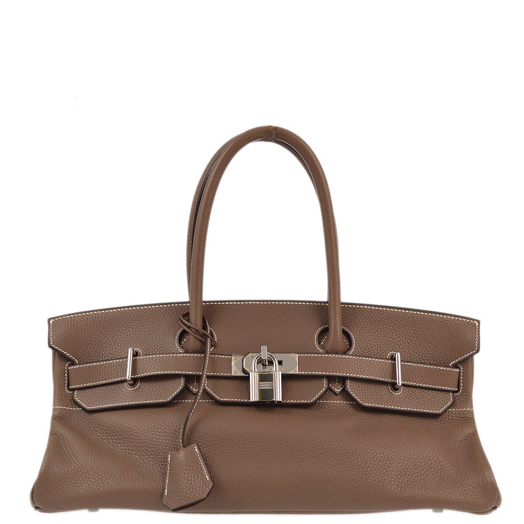 Hermes 2006 Etoupe Taurillon Clemence Shoulder Birkin Handbag