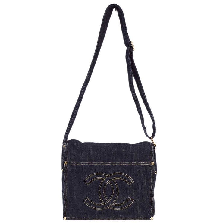 Chanel 2005-2006 Indigo Denim Messenger Shoulder Bag