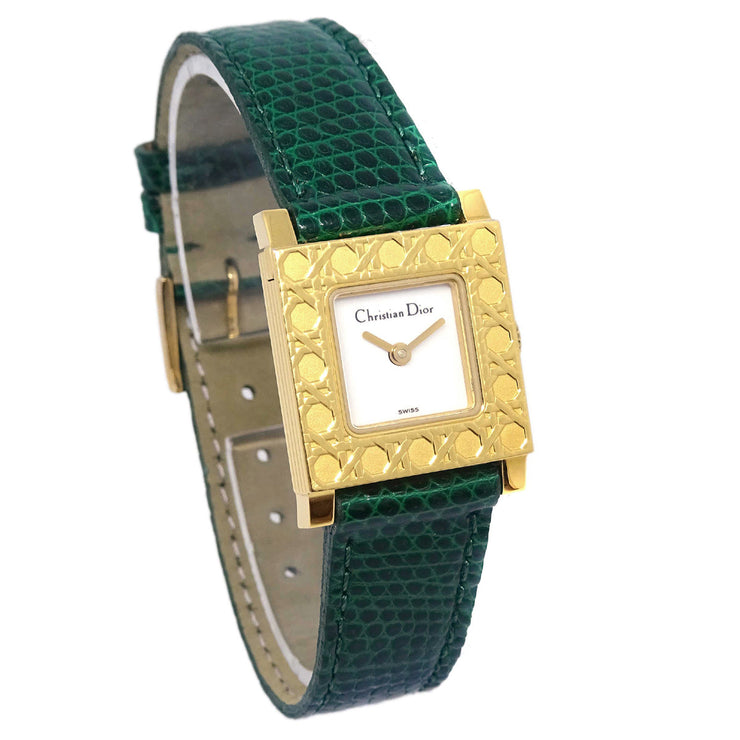 Christian Dior D60-159 La Parisienne Watch 18KYG Green Lizard