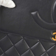 Chanel 1991-1994 Black Lambskin Classic Flap Maxi Jumbo Chain Shoulder Bag