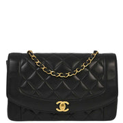 Chanel 1994-1996 Black Lambskin Medium Diana Shoulder Bag