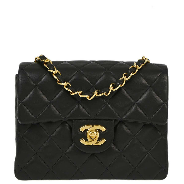 Chanel 1996-1997 Black Lambskin Mini Classic Square Flap Shoulder Bag 17