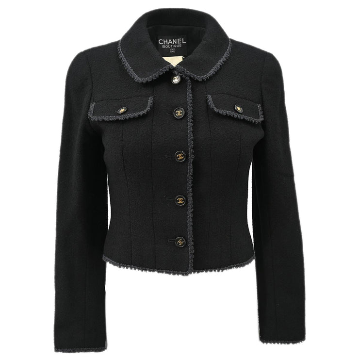 Chanel Single Breasted Jacket Black 97P #36