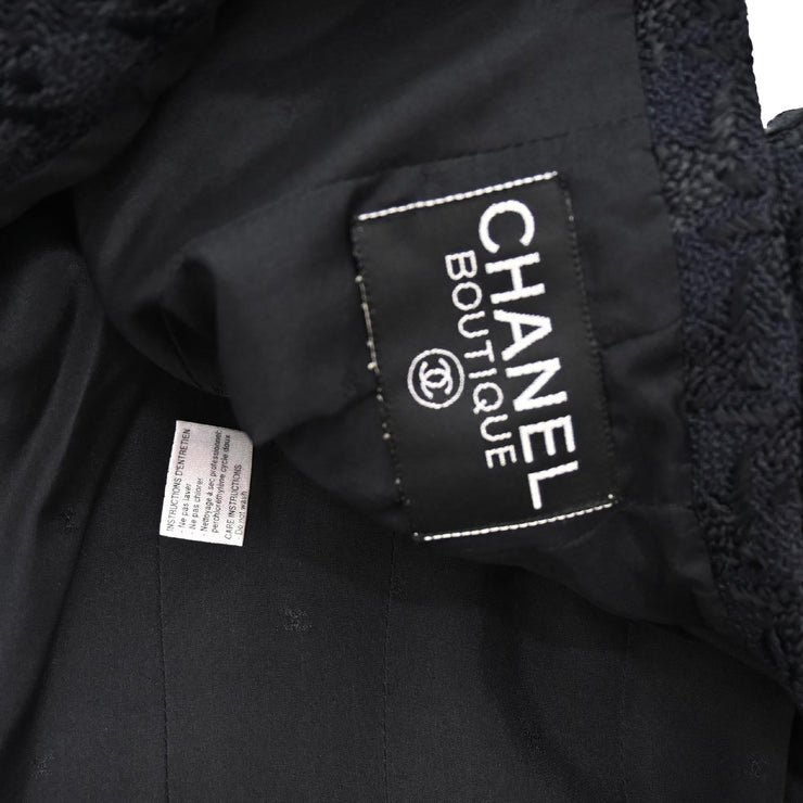 Chanel Setup Suit Jacket Skirt Navy 93P #36