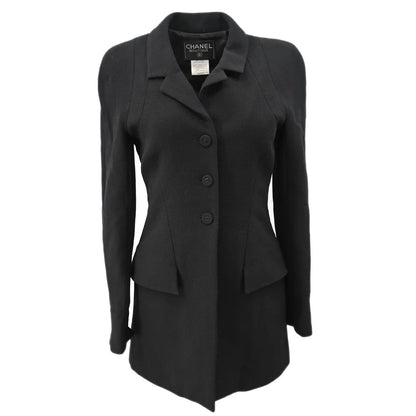 Chanel Single Breasted Jacket Black 97A #38
