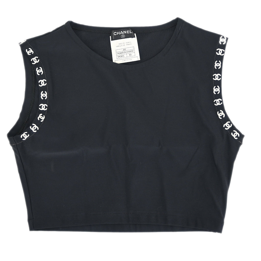 Chanel Cropped T-shirt Black 97C #36 – AMORE Vintage Tokyo Chanel Cropped T-shirt Black 97C #36 – AMORE Vintage Tokyo