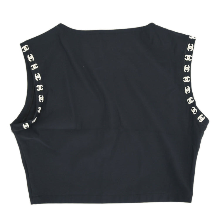 Chanel Cropped T-shirt Black 97C #36