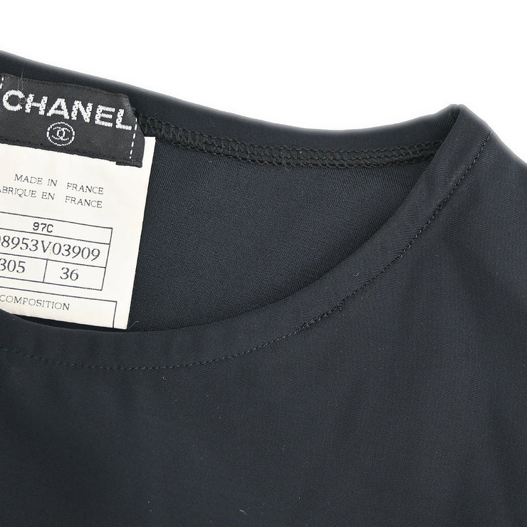 Chanel Cropped T-shirt Black 97C #36