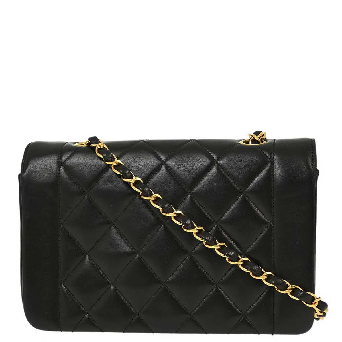 Chanel 1994-1996 Black Lambskin Small Diana Shoulder Bag