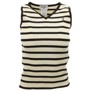 Chanel Sleeveless Sweater Knit Top Ivory 98P #40