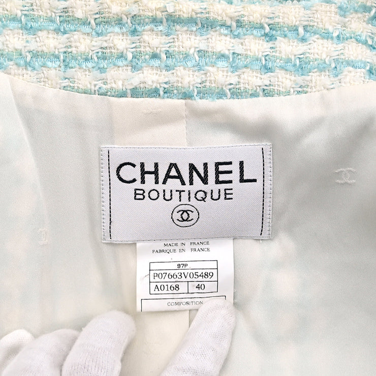 Chanel Collarless Jacket Light Blue 97P #40