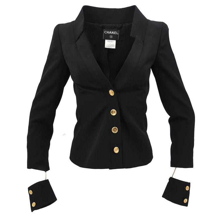 Chanel Single Breasted Jacket Black 01P #36