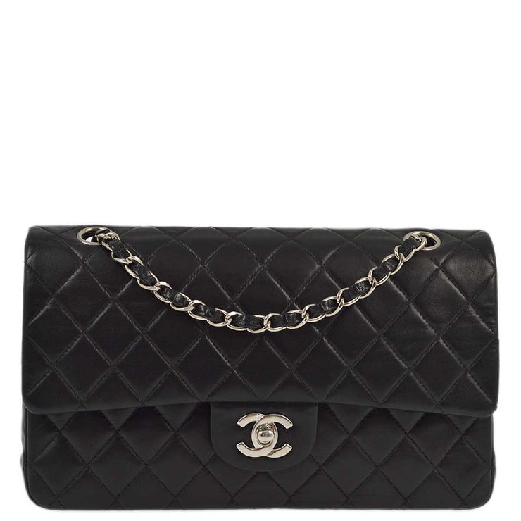 Chanel 2000-2001 Black Lambskin Medium Classic Double Flap Shoulder Bag