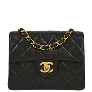 Chanel 1994-1996 Black Lambskin Mini Classic Square Flap Shoulder Bag 17