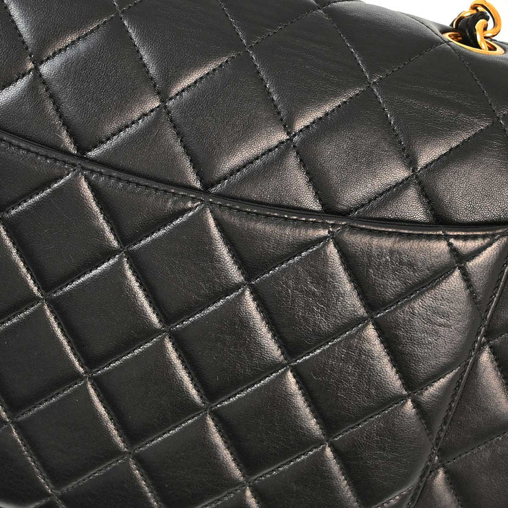 Chanel 1996-1997 Black Lambskin Jumbo Classic Flap Shoulder Bag