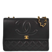 Chanel * 1991-1994 Black Lambskin Classic Flap Maxi Chain Shoulder Bag