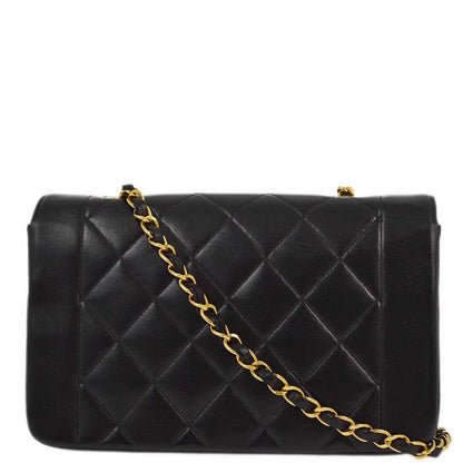Chanel 1991-1994 Black Lambskin Small Diana Shoulder Bag