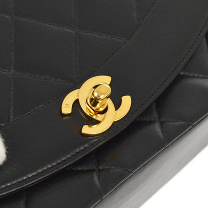 Chanel 1991-1994 Black Lambskin Small Diana Shoulder Bag