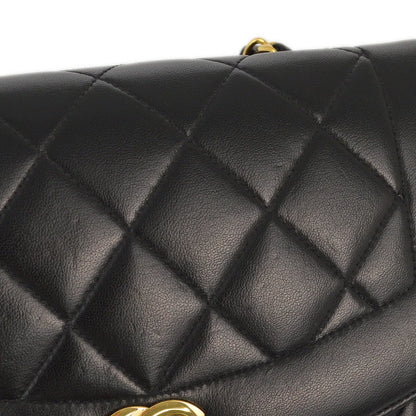 Chanel 1991-1994 Black Lambskin Small Diana Shoulder Bag