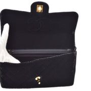 Chanel 1991-1994 Black Velvet Classic Single Flap Medium Handbag