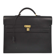 Hermes 2003 Black Epsom Kelly Depeches 38 Briefcase