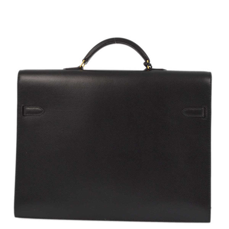 Hermes 2003 Black Epsom Kelly Depeches 38 Briefcase