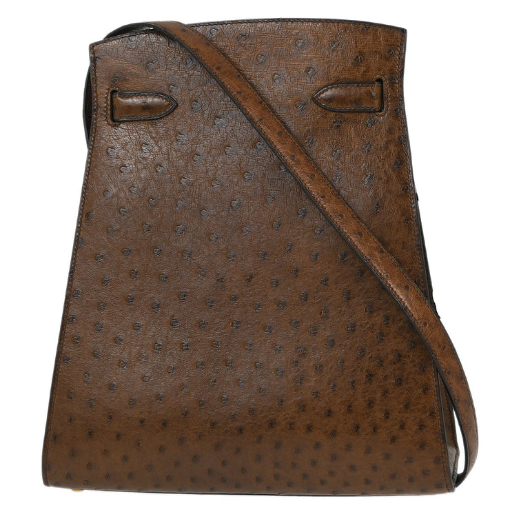 Hermes * 1995 Chocolat Ostrich Kelly Sport MM Shoulder Bag