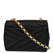 Chanel * 1989-1991 Black Satin Bias Stitch Shoulder Bag