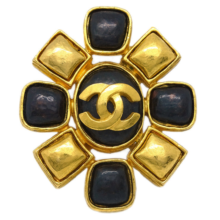 Chanel Stone Brooch Pin Gold 97A