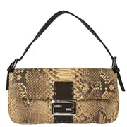 Fendi * Beige Brown Python Baguette Handbag