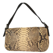 Fendi * Beige Brown Python Baguette Handbag