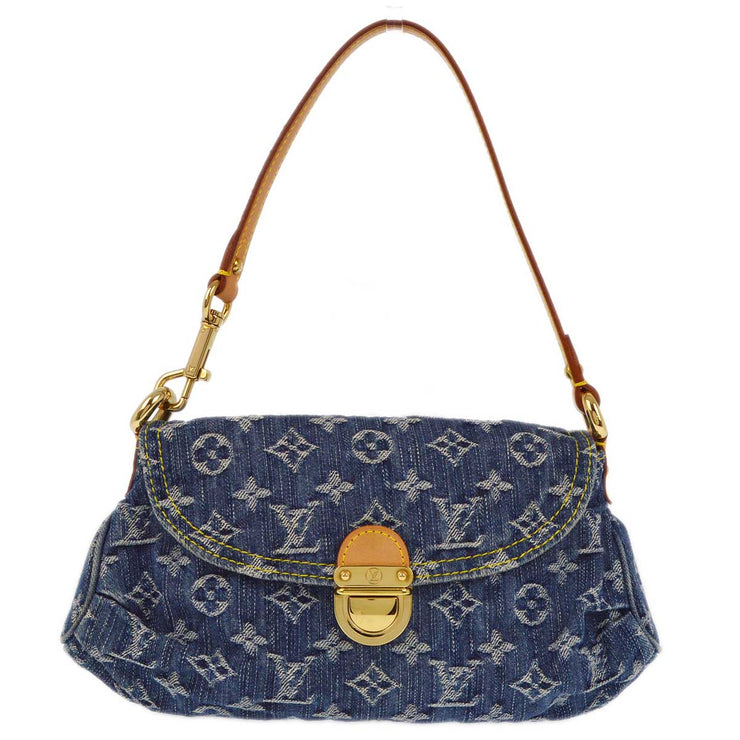 Louis Vuitton 2005 Blue Monogram Denim Mini Pleaty Handbag M95050