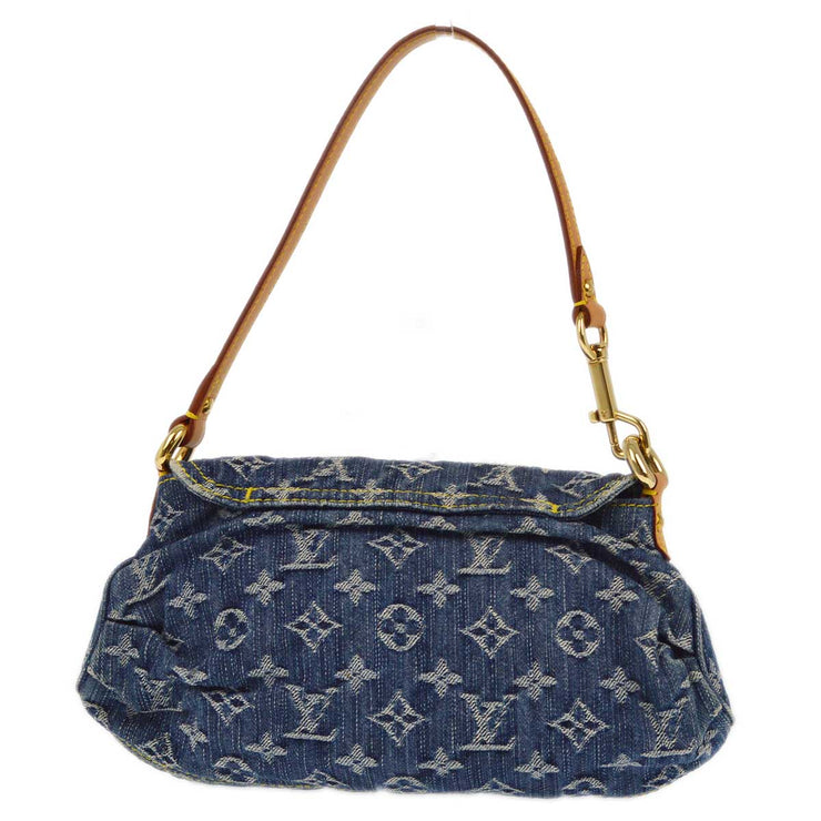 Louis Vuitton 2005 Blue Monogram Denim Mini Pleaty Handbag M95050