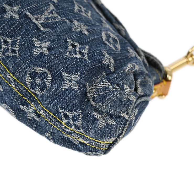 Louis Vuitton 2005 Blue Monogram Denim Mini Pleaty Handbag M95050