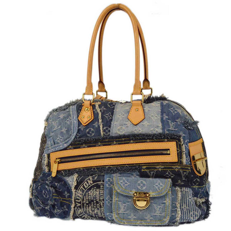 Louis Vuitton 2007 Blue Monogram Denim Patchwork Bowly Handbag M95376