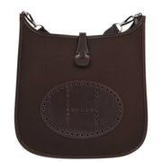 Hermes 2006 Brown Toile Officier Box Calf Evelyne 2 PM Shoulder Bag