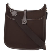 Hermes 2006 Brown Toile Officier Box Calf Evelyne 2 PM Shoulder Bag