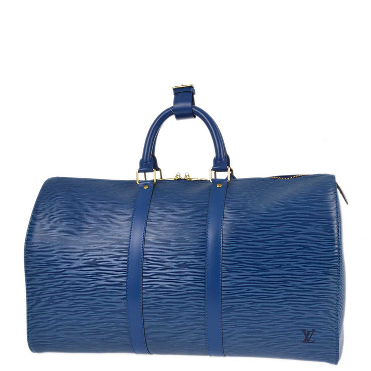 Louis Vuitton * 1994 Blue Epi Keepall 45 Travel Duffle Handbag M42975