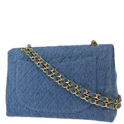 Chanel * 1989-1991 Blue Denim Maxi Classic Flap Shoulder Bag